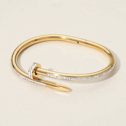 Stone Paved Hinged Bangle Bracelet