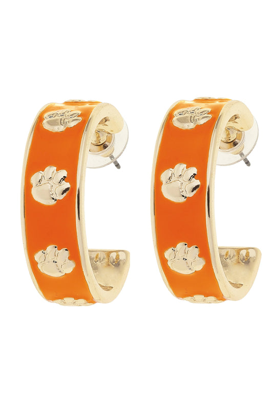 Clemson Tigers Enamel Logo Hoop Earrings