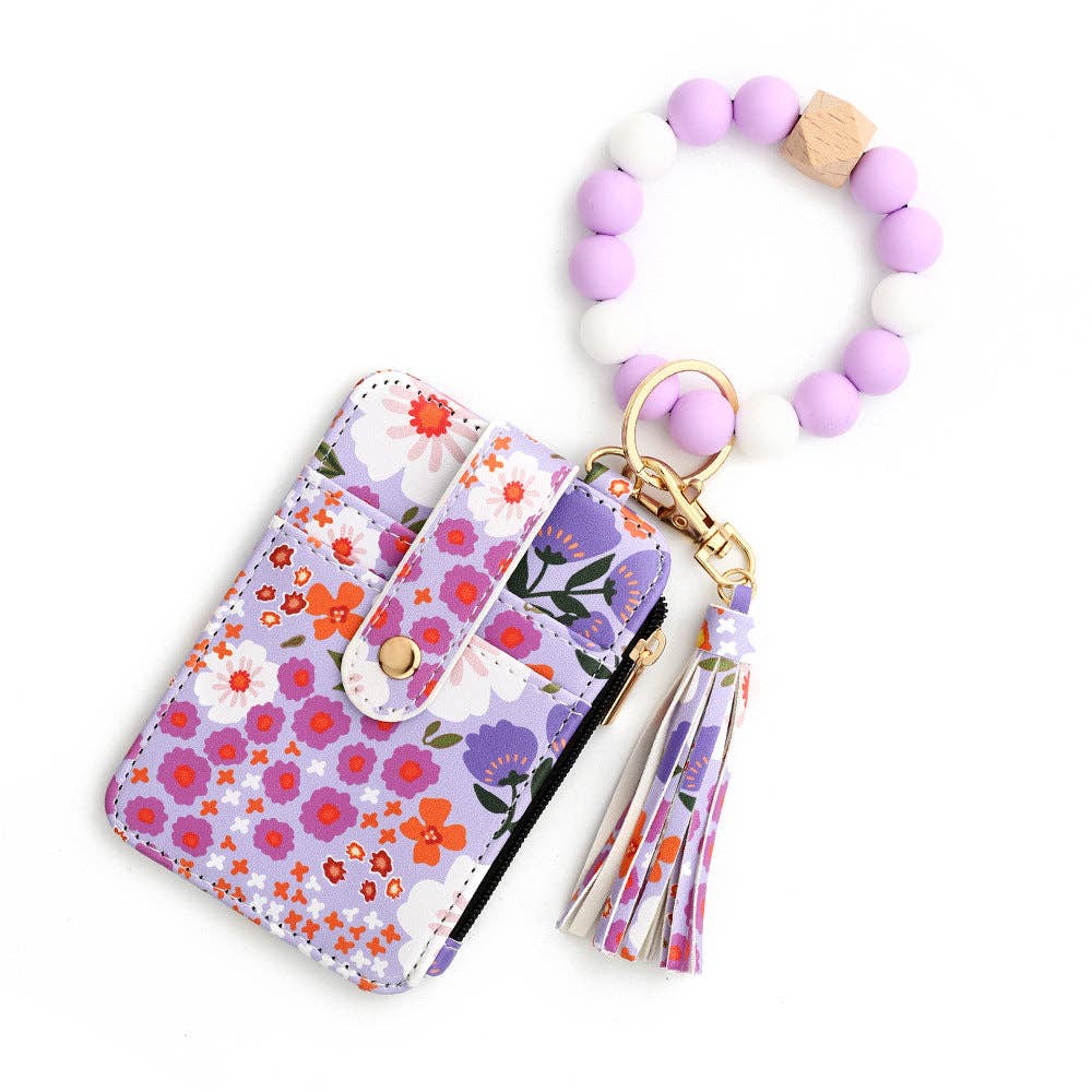 Silicone Beaded Floral Wallet Card Holder