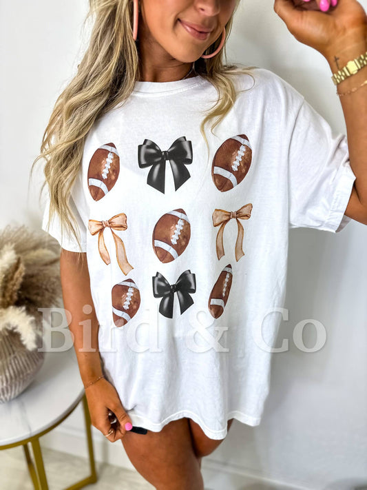 Coquette Football White Graphic Tee