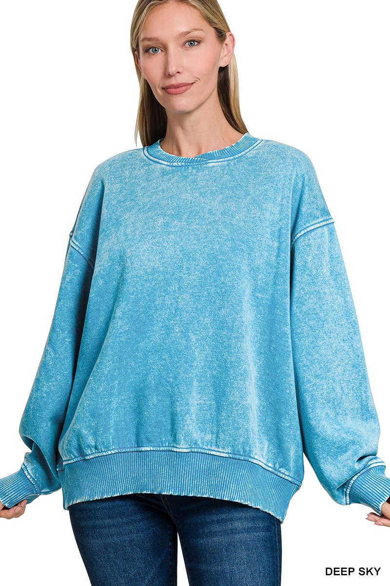 Acid Wash Oversized Pullover