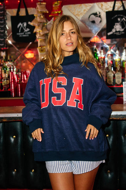 USA & FLAG' Reversible MockNeck Sweatshirt