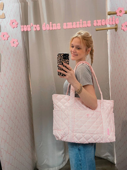 Pink pilates Tote, gym bag, large pink tote bag