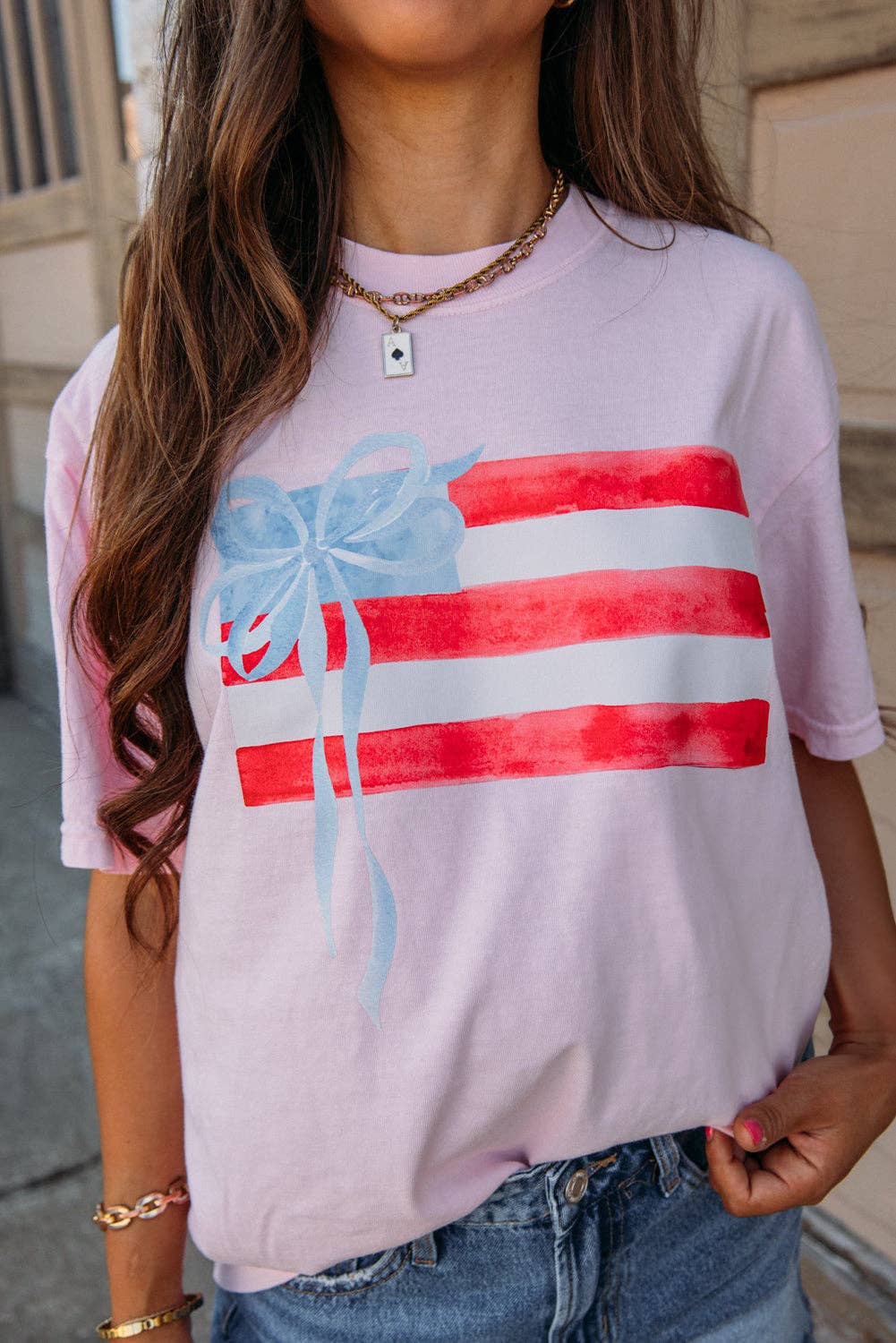 Pink Flag Bow Tee