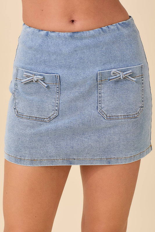 Mini Denim Ribbon Skort