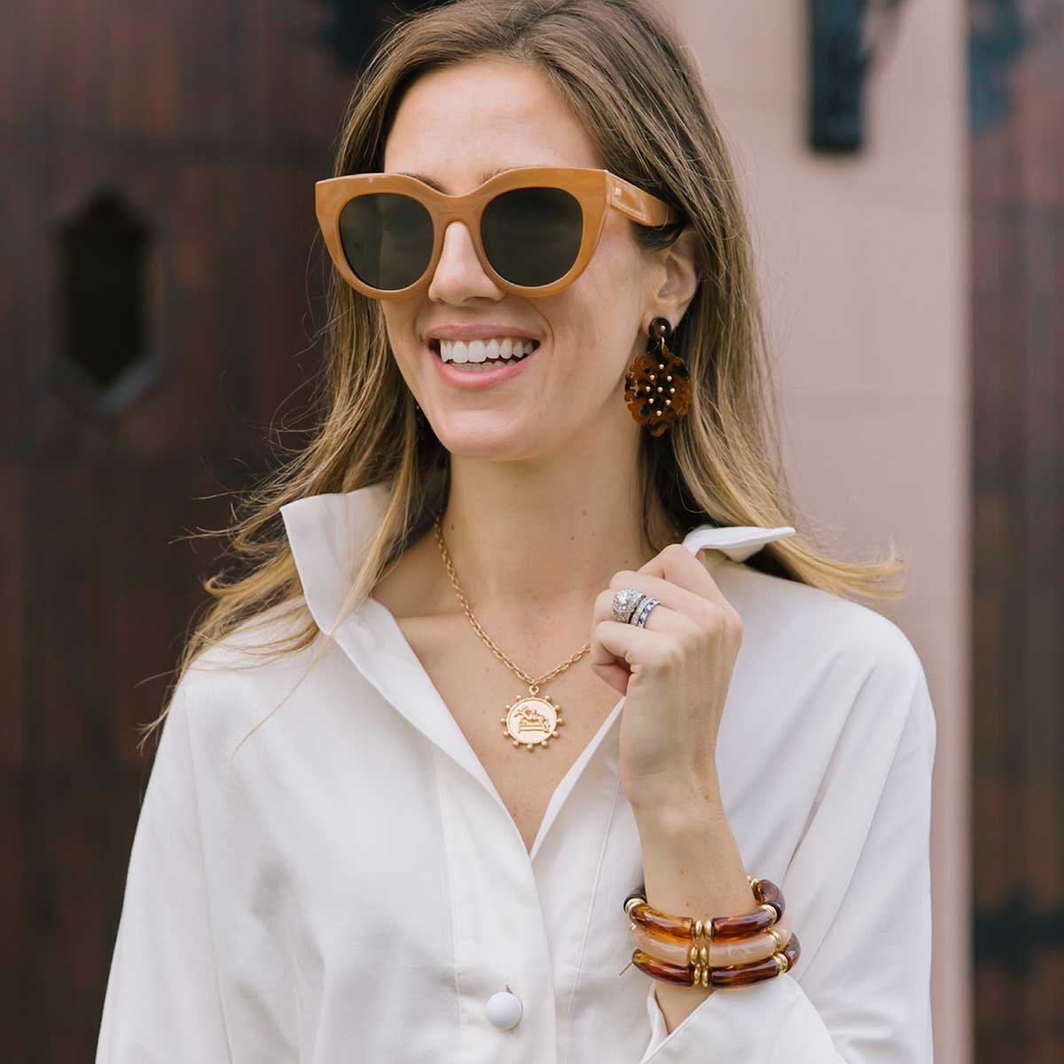 Emmy Filigree Resin Statement Earrings in Tortoise