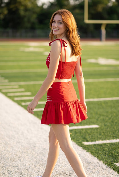 Ric Rac Trim Crop Top & Ruffle Skort Set