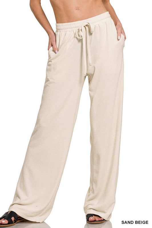Drawstring Elasticband Waist Wide Pants