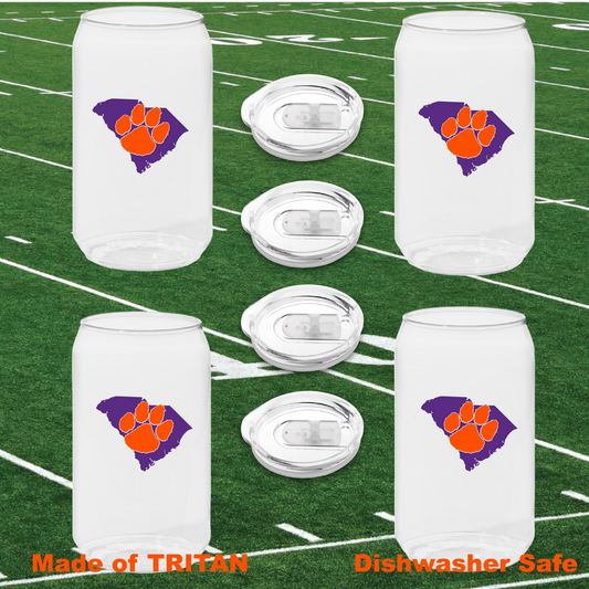 CLEMSON Tritan Unbreakable All-Purpose Can Cups with Lids