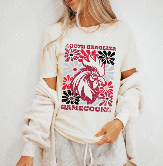 Groovy Floral Gamecocks Tee
