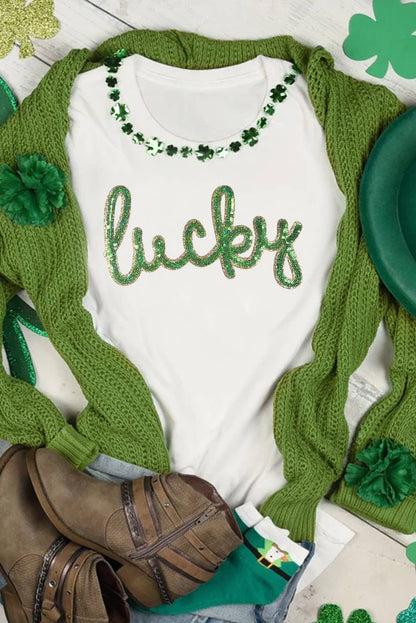 Sequin Lucky St.Pats Day Tee
