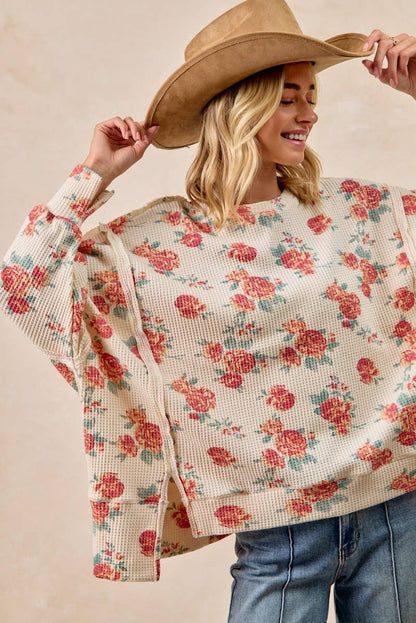 Floral Waffle Sweatshirt