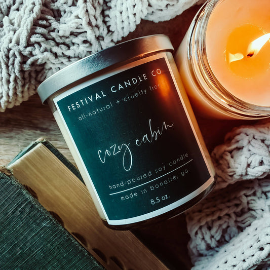 "Cozy Cabin" Scented Soy Candle, 8.5 ounce