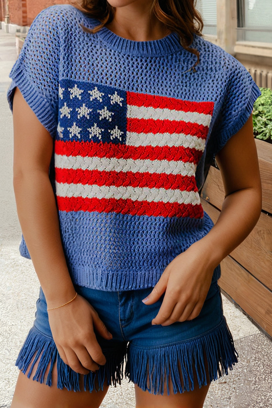 USA Flag Crochet Top