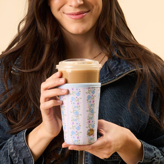 Sip Savvy Drink Sleeve-Petal Parade Blue Large