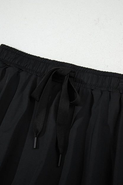Solid Drawstring High Waist Skort