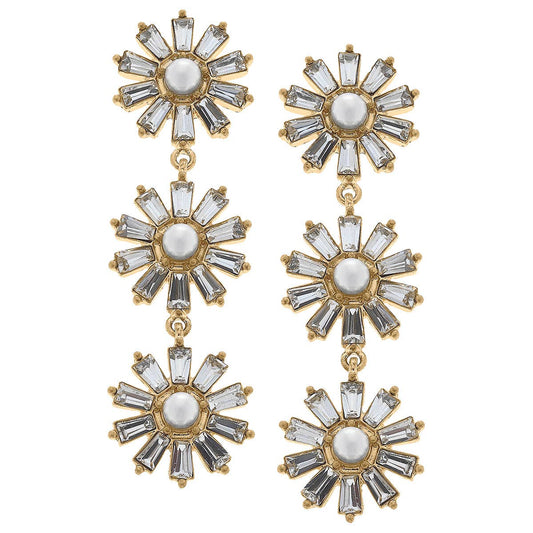Amelia Pearl and Rhinestone Linked Drop Earrings