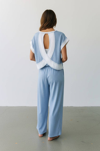 Open Back Stripe Crop Top
