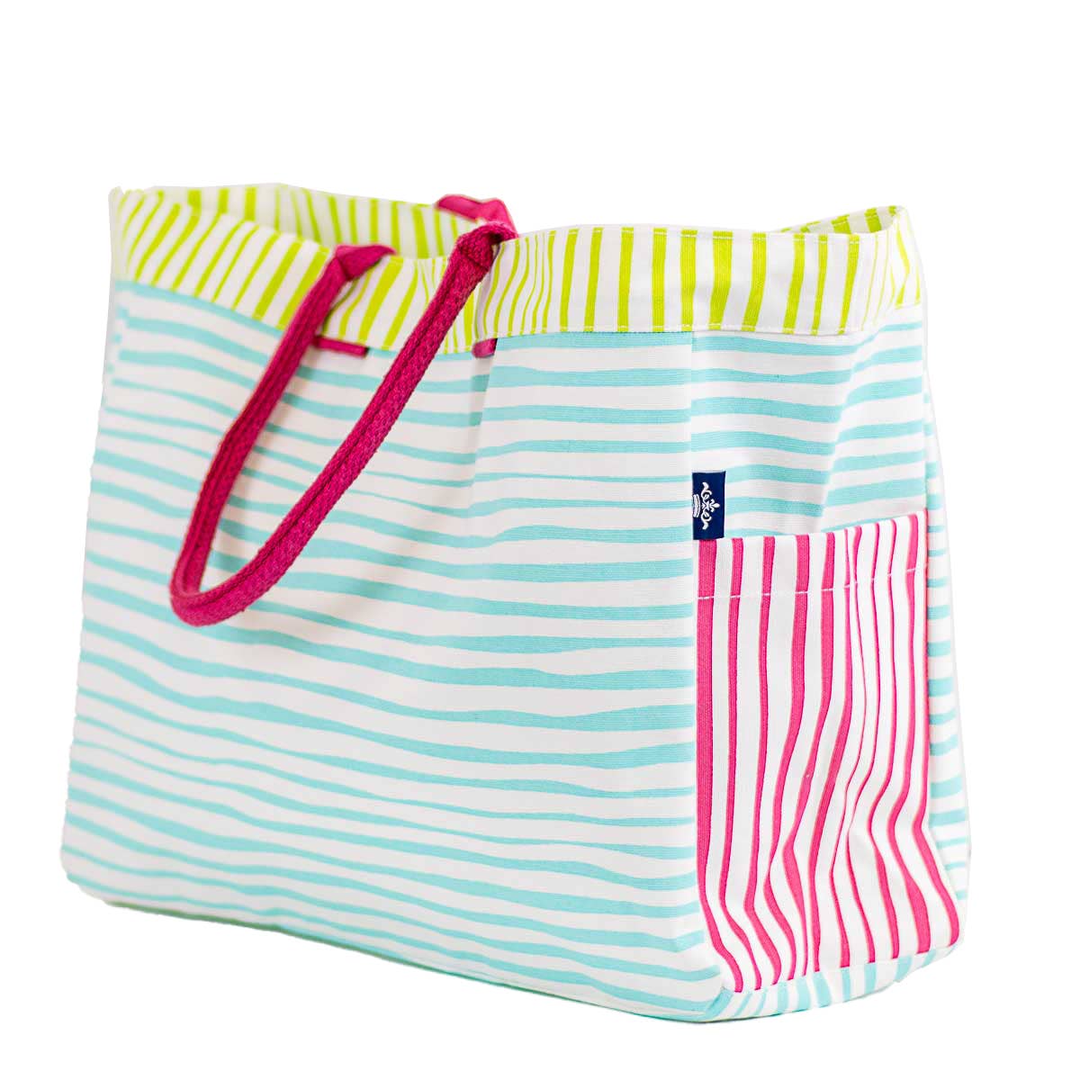 Fiji Stripe Durham Tote   White/Multi   17.5x13.5x6