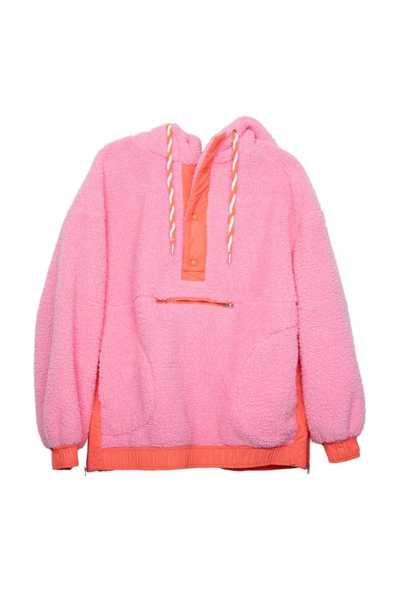 Pink Sherpa Pullover Hoodie