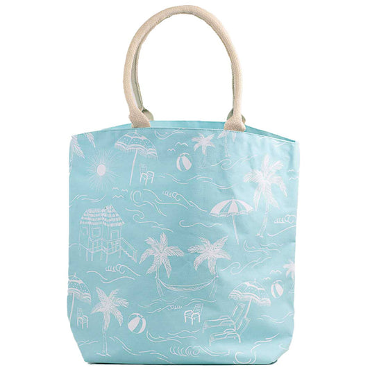 Sandy Point Tropic Tote   Aruba Blue/White   20x16.75x6.5