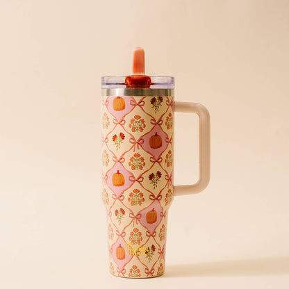 40 oz Lifestyle Flip Straw Tumbler-Patchwork Pumpkins