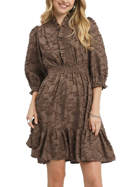 Textured Ruffle Mini Dress
