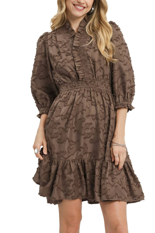 Textured Ruffle Mini Dress