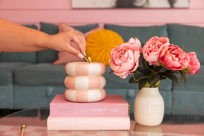 Sweet Grace Striped Pink Candle