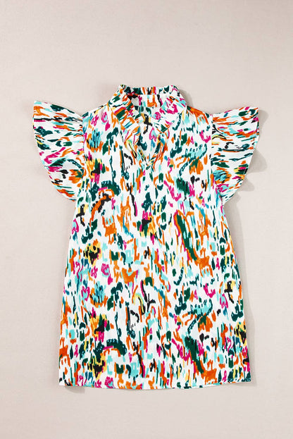Green Ruffle Sleeve Blouse