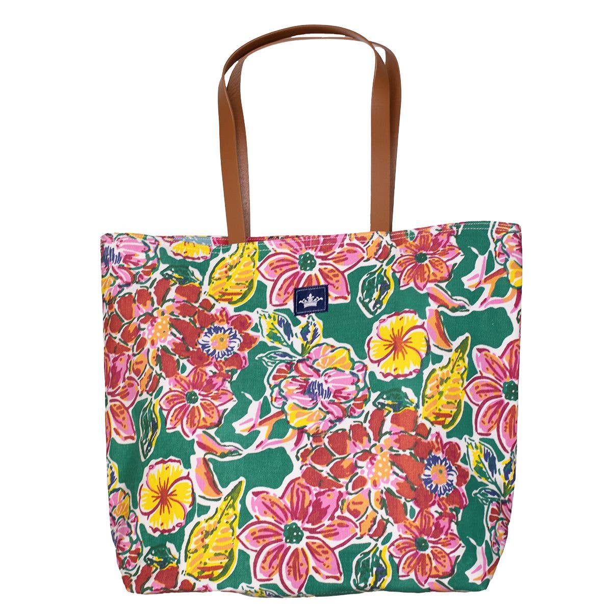 Royal Botanical Reversible Tote   Green/Blue/Multi   18x14x5