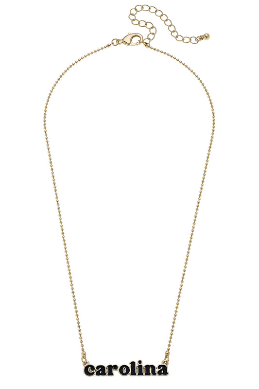 South Carolina Gamecocks Slogan Necklace in Black/Shiny Gold