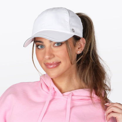 Mia Reflective Sandwich Brim Active Ponyflo® Ponytail Cap