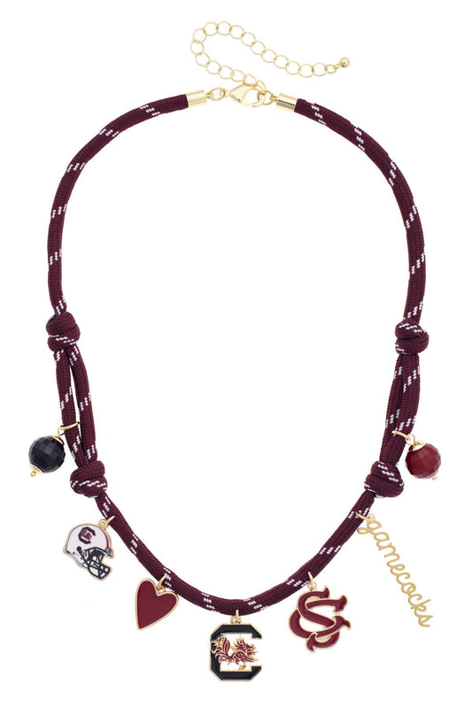 South Carolina Gamecocks Paracord Multi Charm Necklace