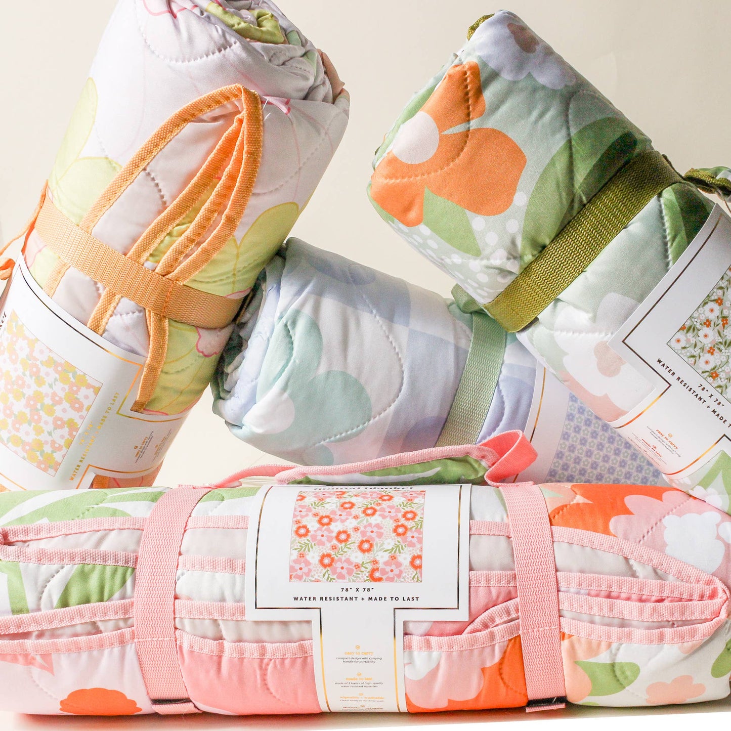 On-the-Go Quilted Blanket-Beyond Blooms Pink Orange