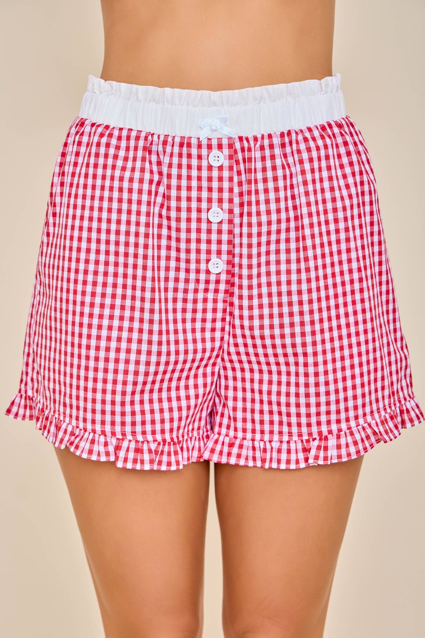 Sweet Gingham Button-Front Shorts