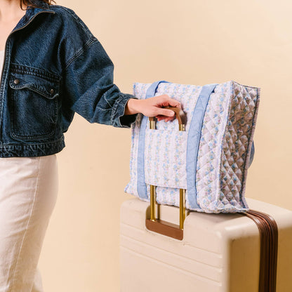 The Everyday Quilted Tote Bag-Petal Parade Blue