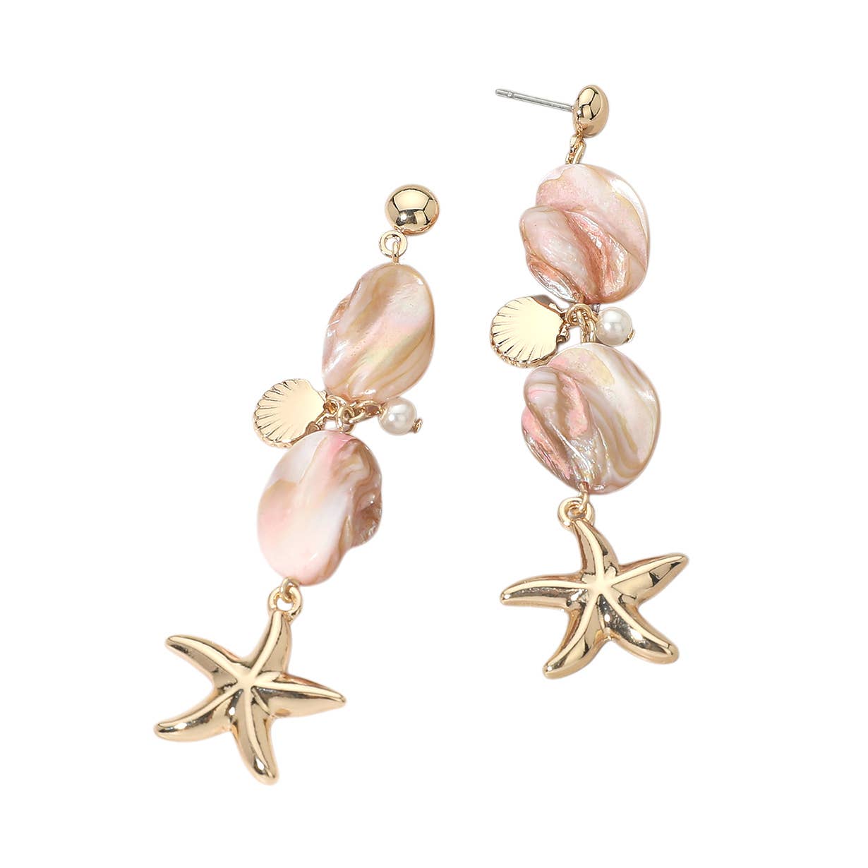 Coastal Starfish Charm Drop Statement Earrings