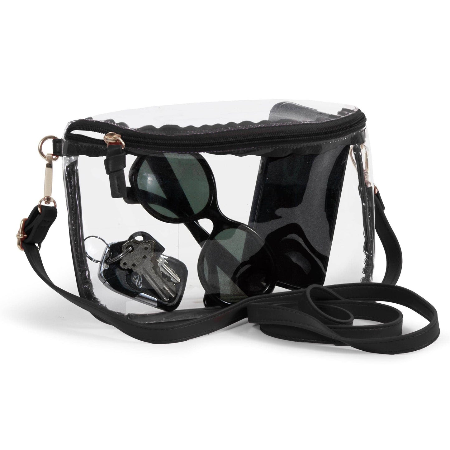 Black Trimmed Clear Sling Purse