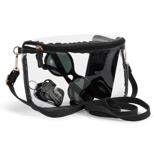 Black Trimmed Clear Sling Purse