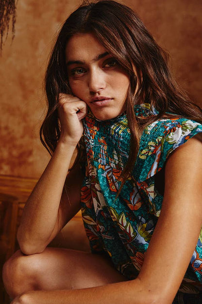Ruffled Floral Print Top