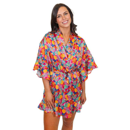 Tropical Silky Satin Robe