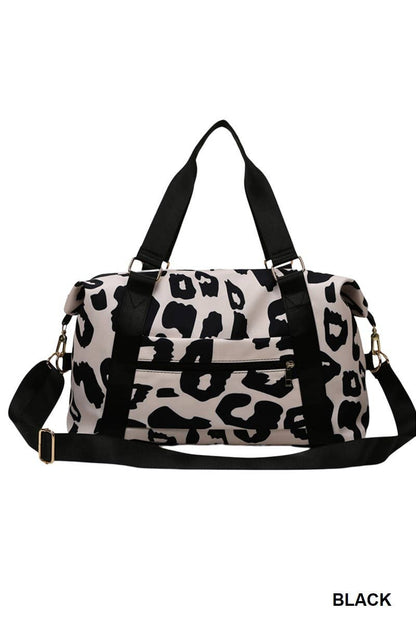 Leopard Print Large Weekend Travel Duffle Bag: PINK