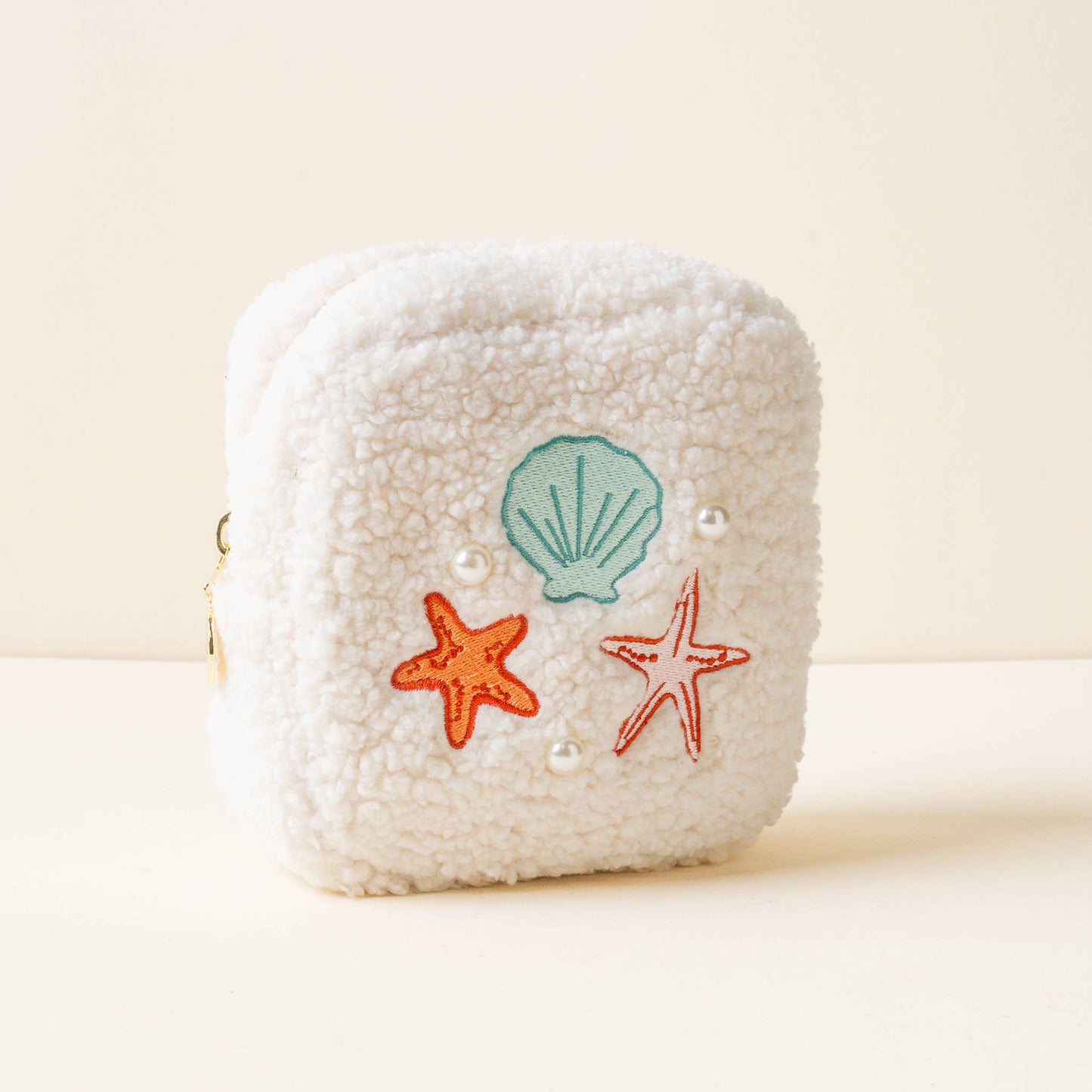 Teddy Pouch-Square Seashells + Pearls