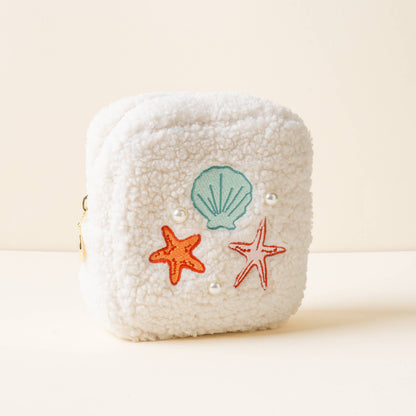 Teddy Pouch-Square Seashells + Pearls
