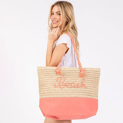BEACH Crochet Tote Bag