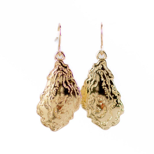 Oyster Earrings   Gold   1"