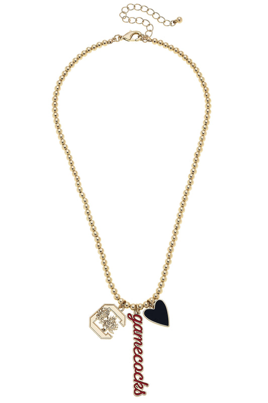 South Carolina Gamecocks Ball Bead Charm Necklace