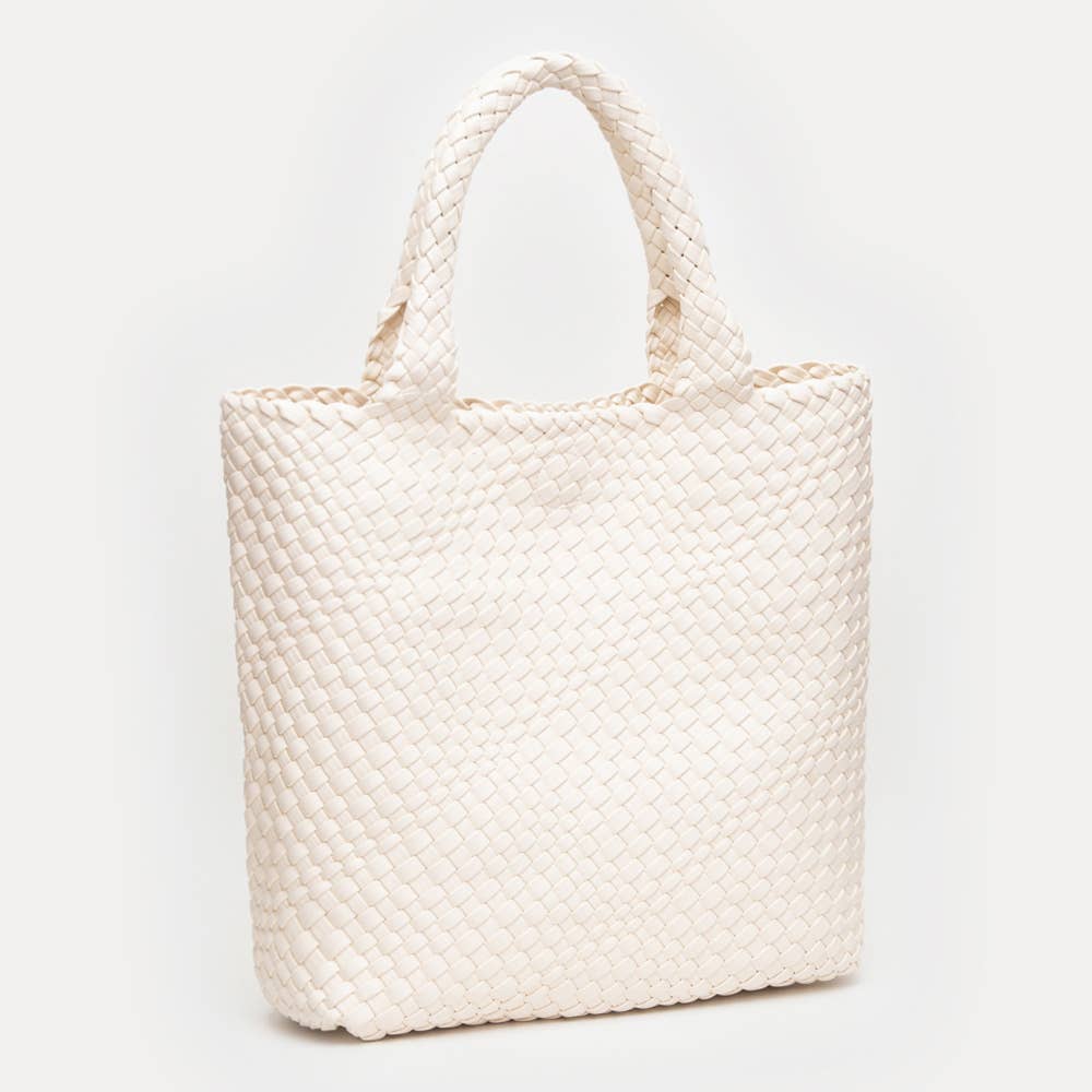 Faux Leather Braided Tote Bag w/Pouch
