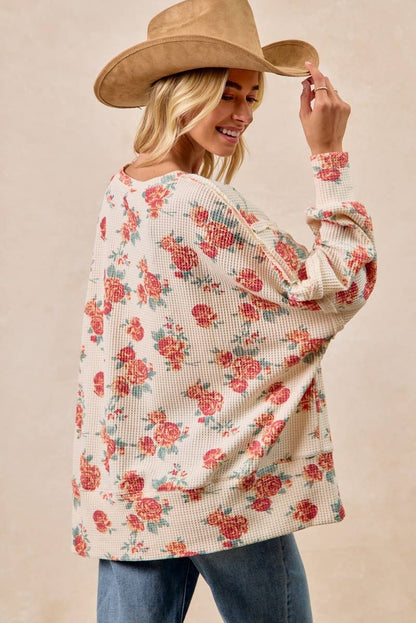 Floral Waffle Sweatshirt